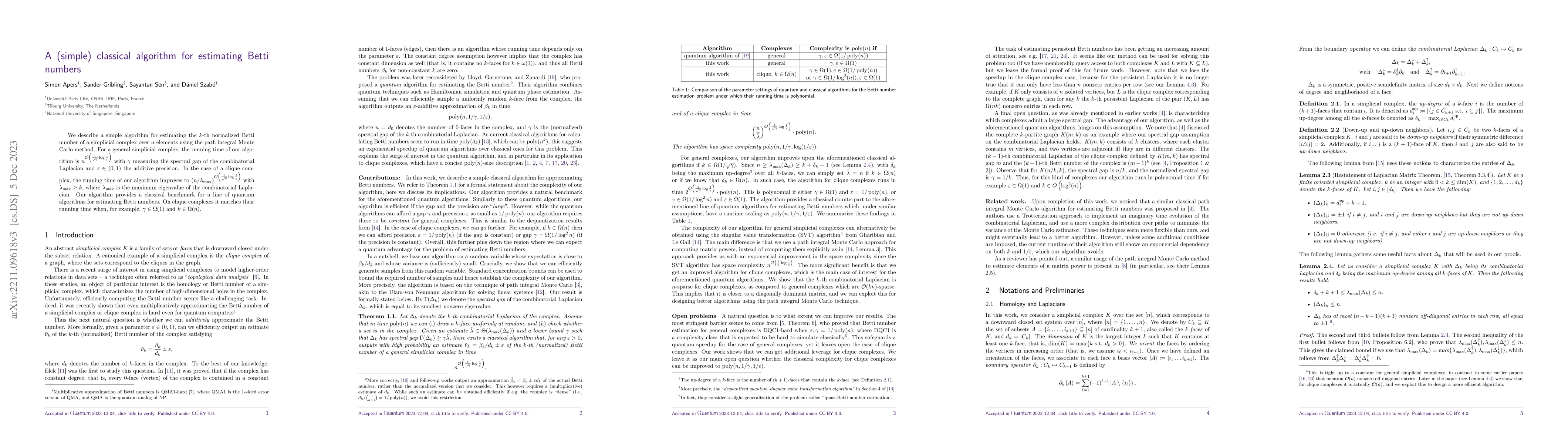 Thumbnail for A (simple) classical algorithm for estimating Betti numbers