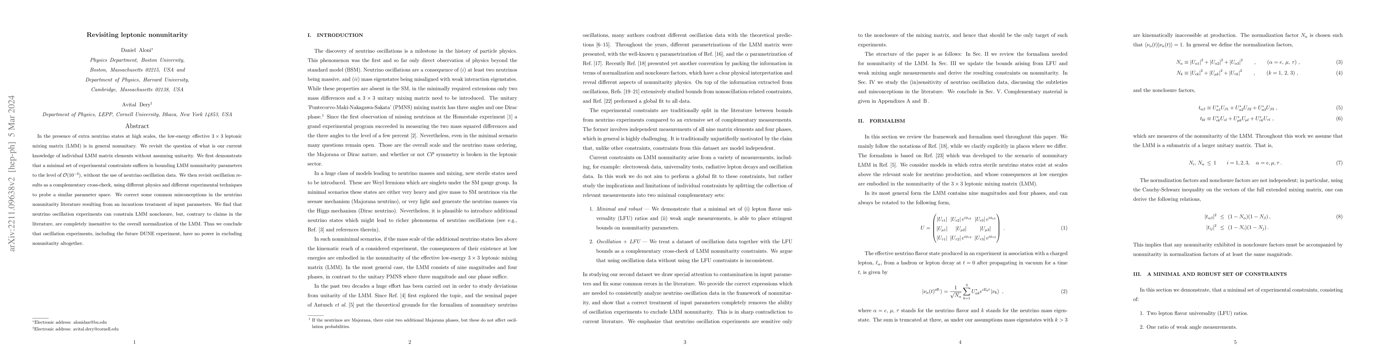 Thumbnail for Revisiting leptonic nonunitarity