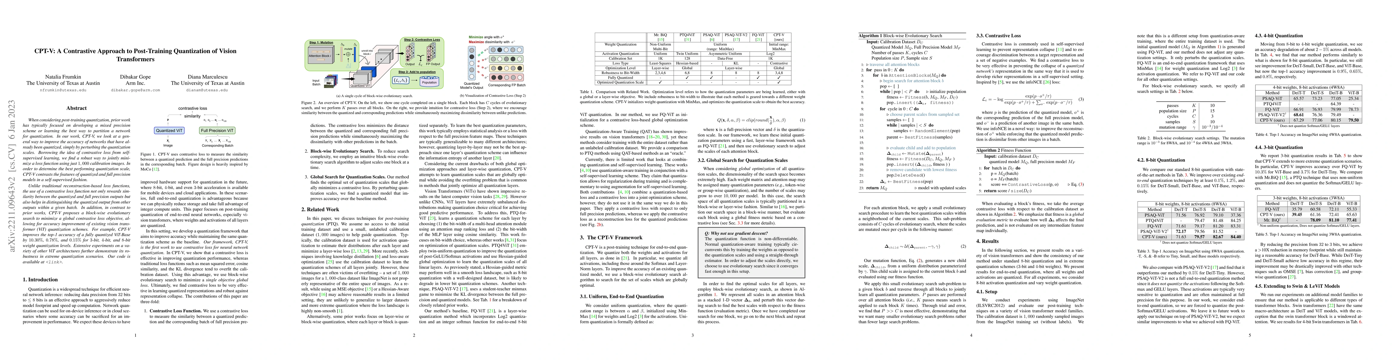Thumbnail for CPT-V: A Contrastive Approach to Post-Training Quantization of Vision
  Transformers