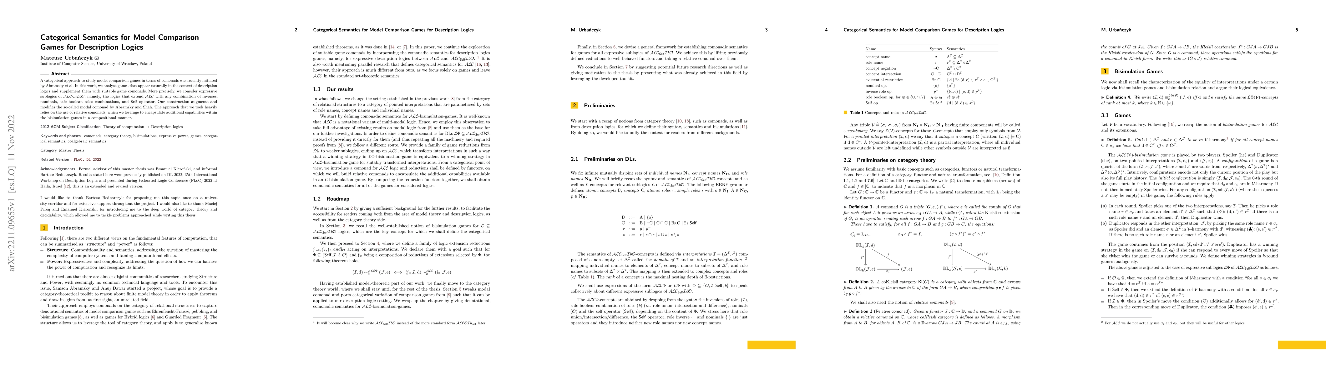 Thumbnail for Categorical Semantics for Model Comparison Games for Description Logics