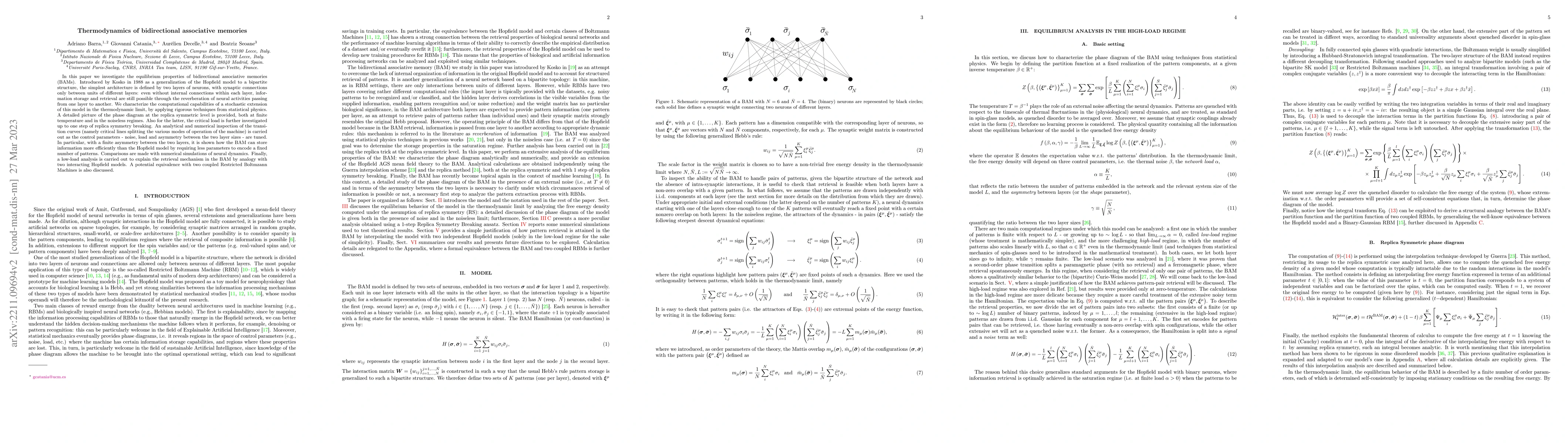 Thumbnail for Thermodynamics of bidirectional associative memories