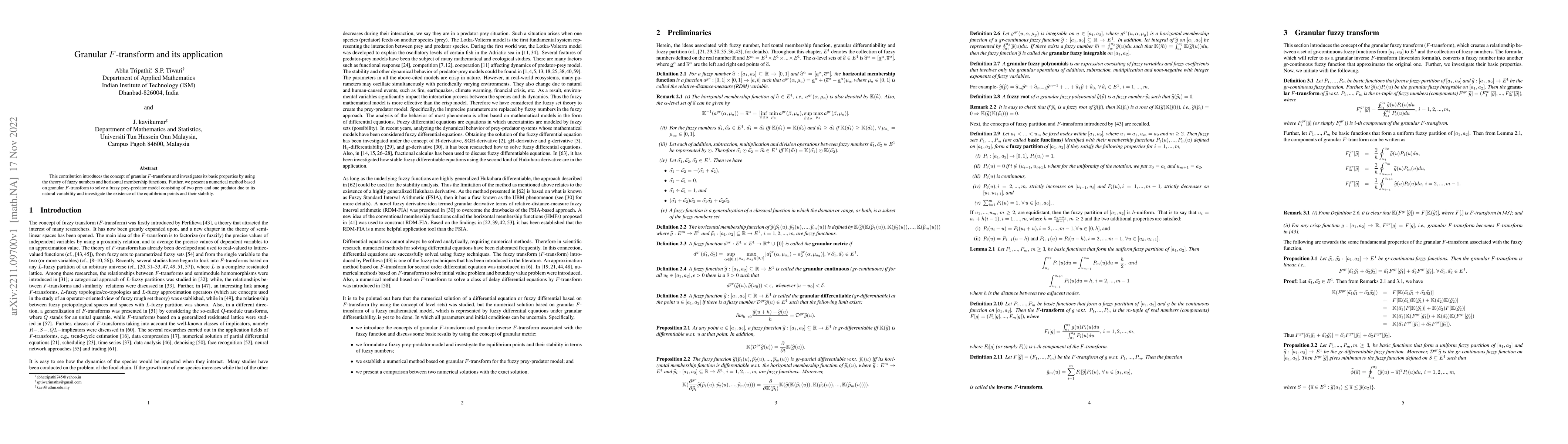 Thumbnail for Granular F-transform and its application