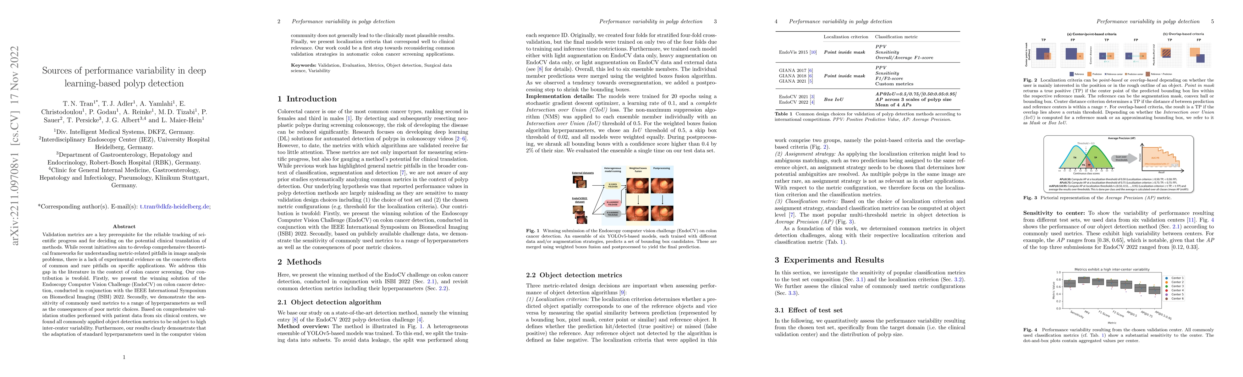 Thumbnail for Sources of performance variability in deep learning-based polyp
  detection
