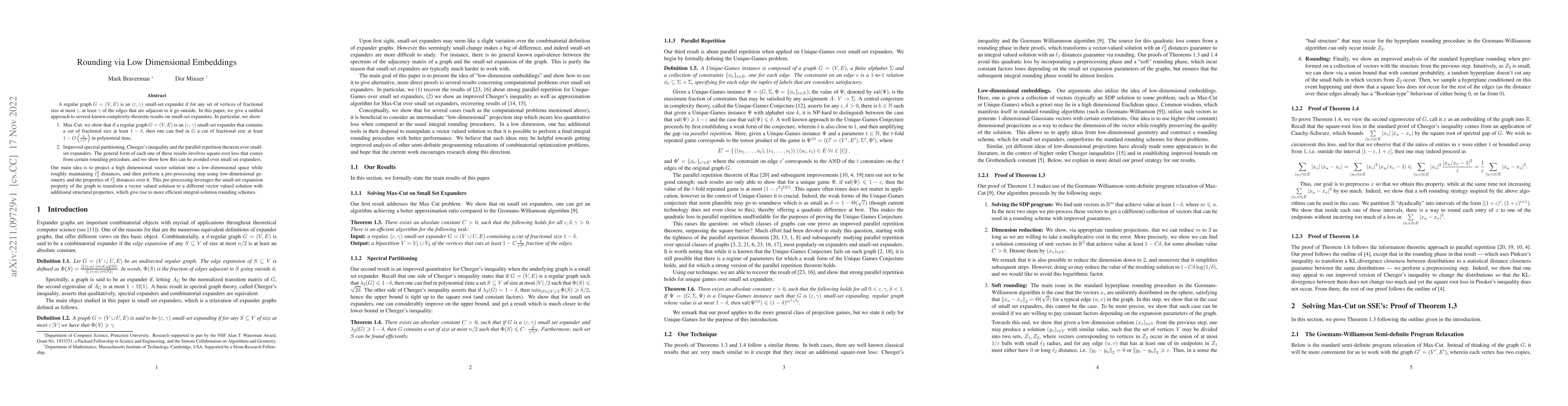 Thumbnail for Rounding via Low Dimensional Embeddings