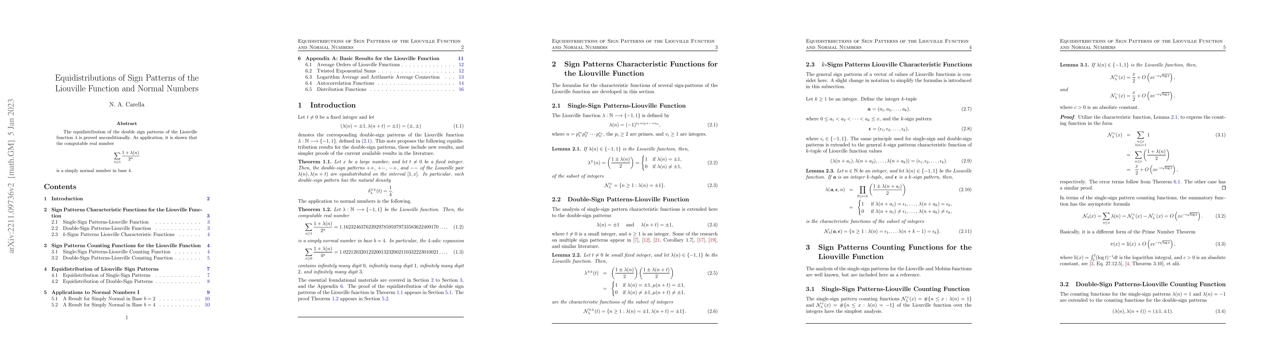 Thumbnail for Equidistributions of Sign Patterns of the Liouville Function and Normal
  Numbers