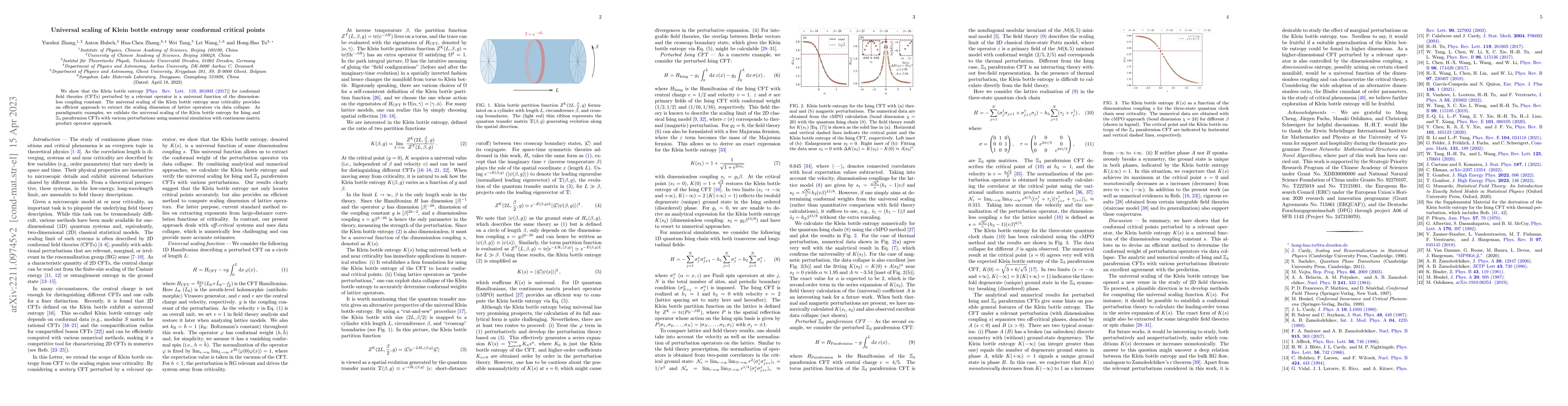 Thumbnail for Universal scaling of Klein bottle entropy near conformal critical points