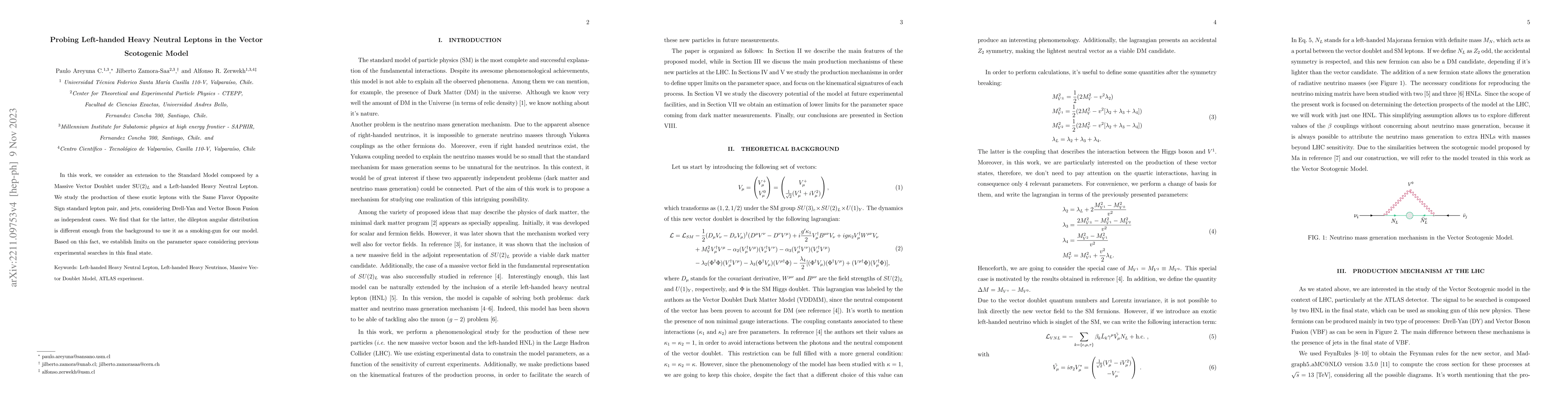 Thumbnail for Probing Left-handed Heavy Neutral Leptons in the Vector Scotogenic Model