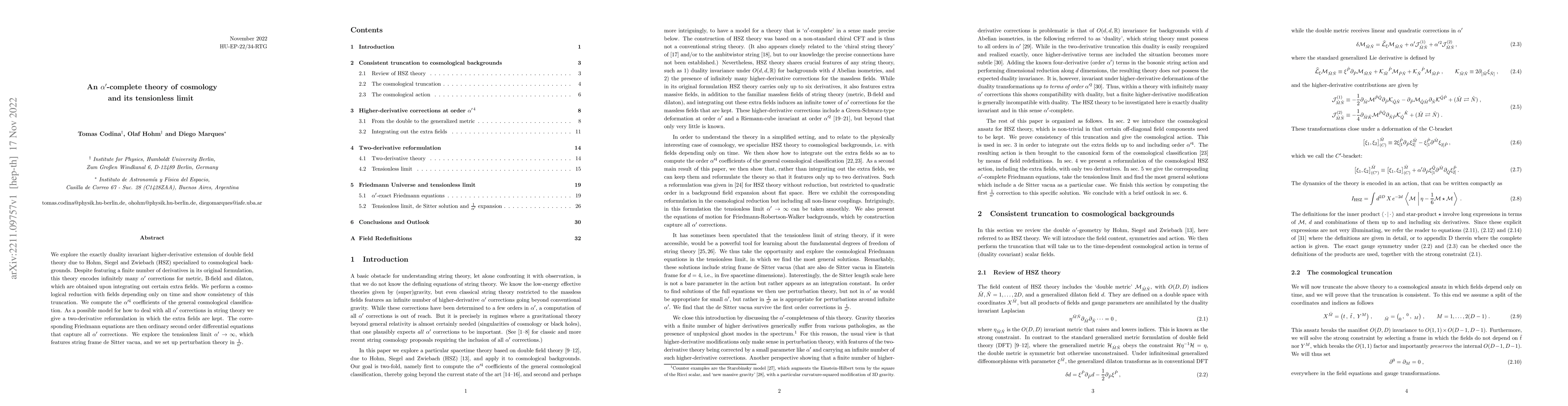 Thumbnail for An $\alpha'$-complete theory of cosmology and its tensionless limit