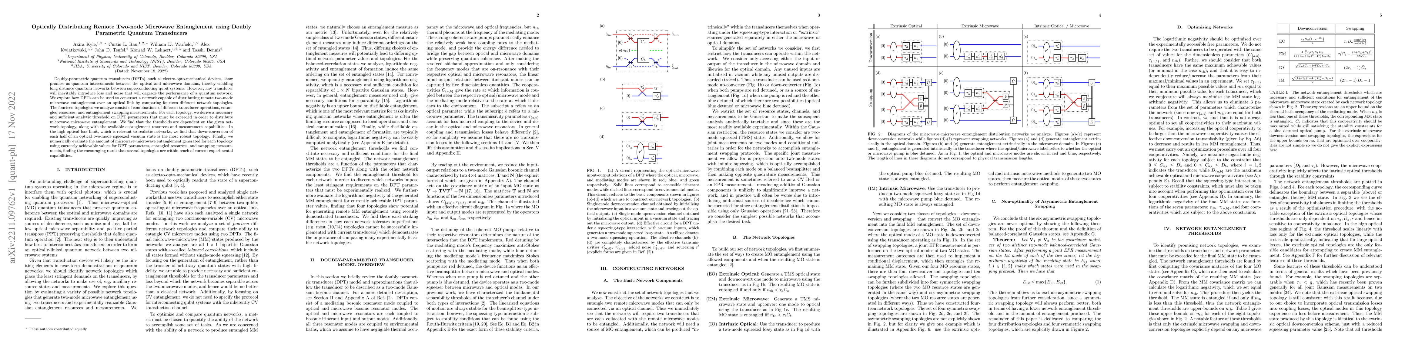 Thumbnail for Optically Distributing Remote Two-node Microwave Entanglement using
  Doubly Parametric Quantum Transducers