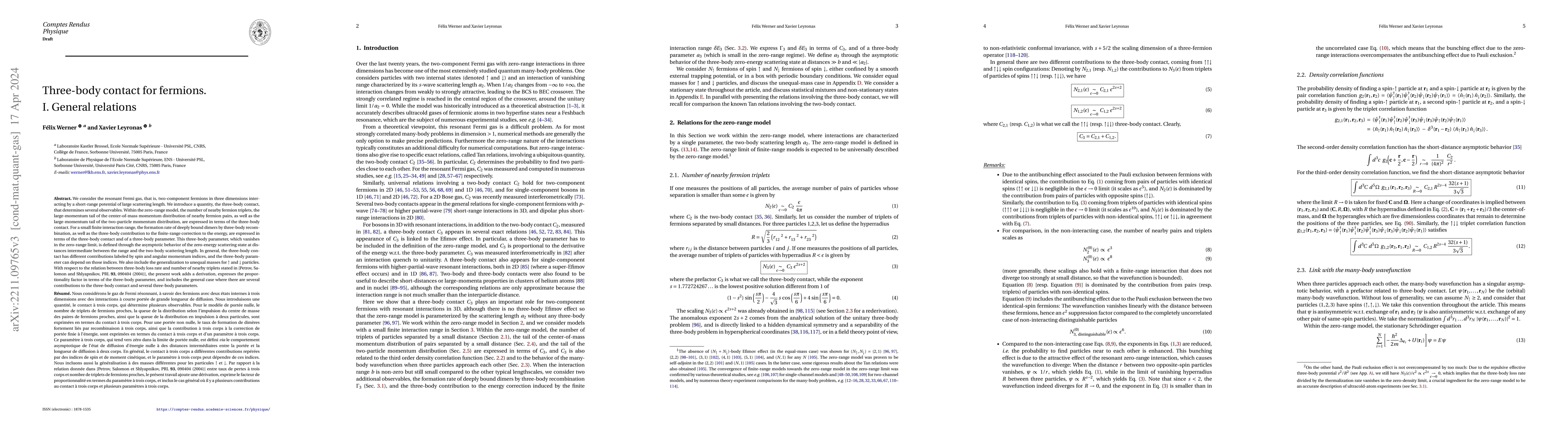 Thumbnail for Three-body contact for fermions. I. General relations