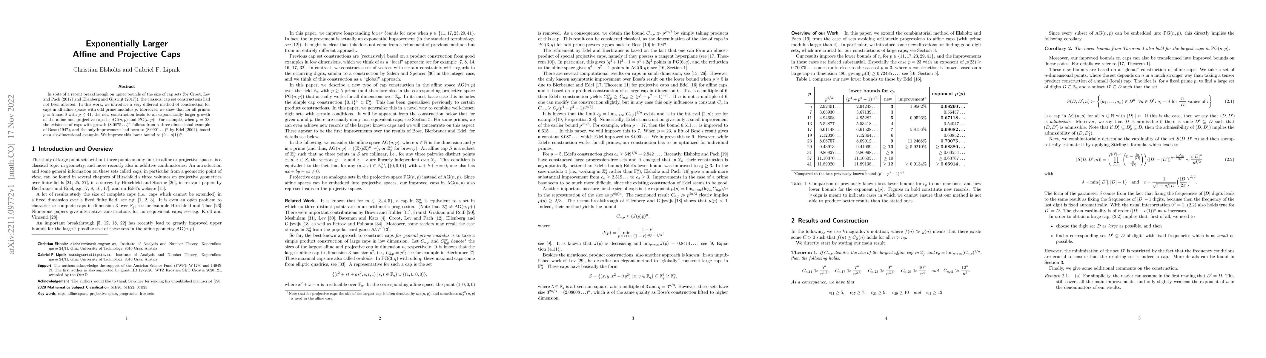 Thumbnail for Exponentially Larger Affine and Projective Caps