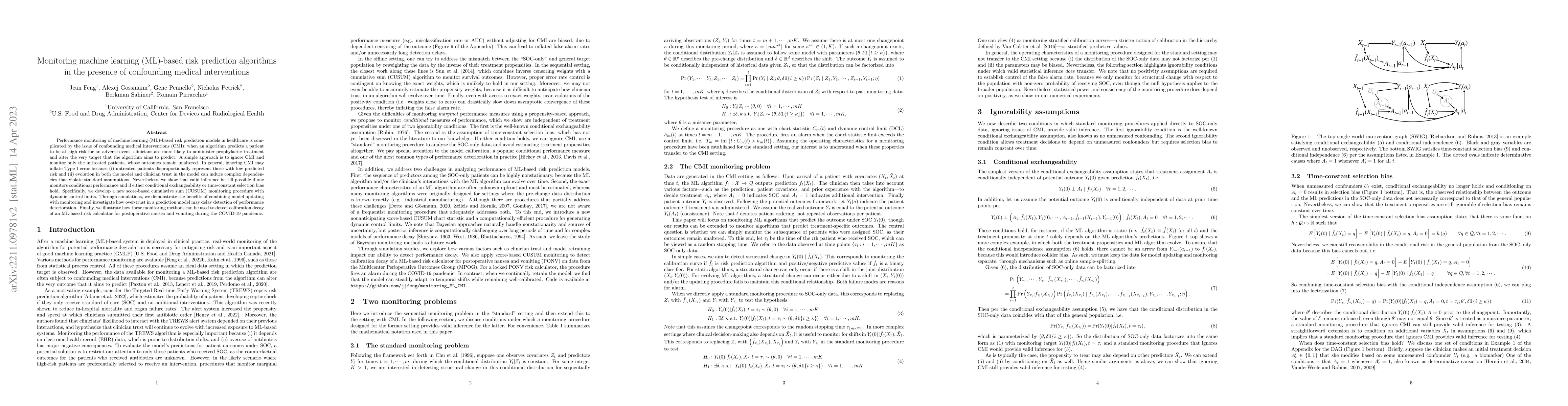 Thumbnail for Monitoring machine learning (ML)-based risk prediction algorithms in the
  presence of confounding medical interventions