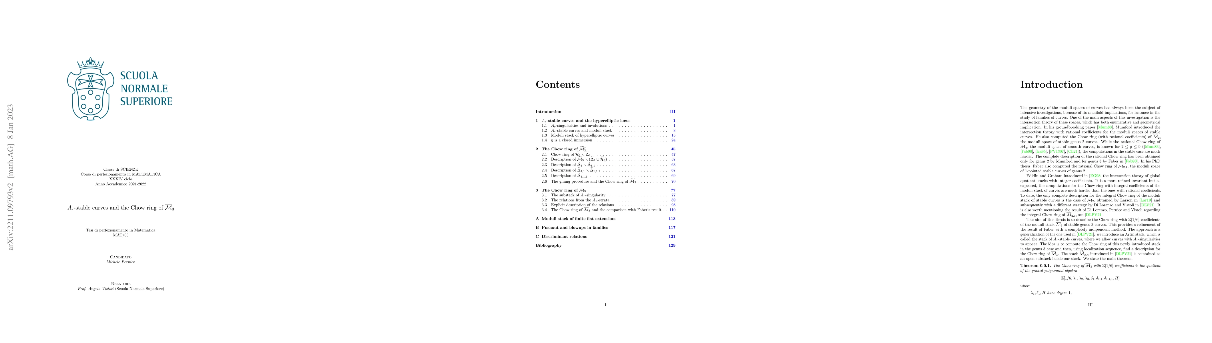 Thumbnail for $A_r$-stable curves and the Chow ring of $\overline{\mathcal{M}}_3$