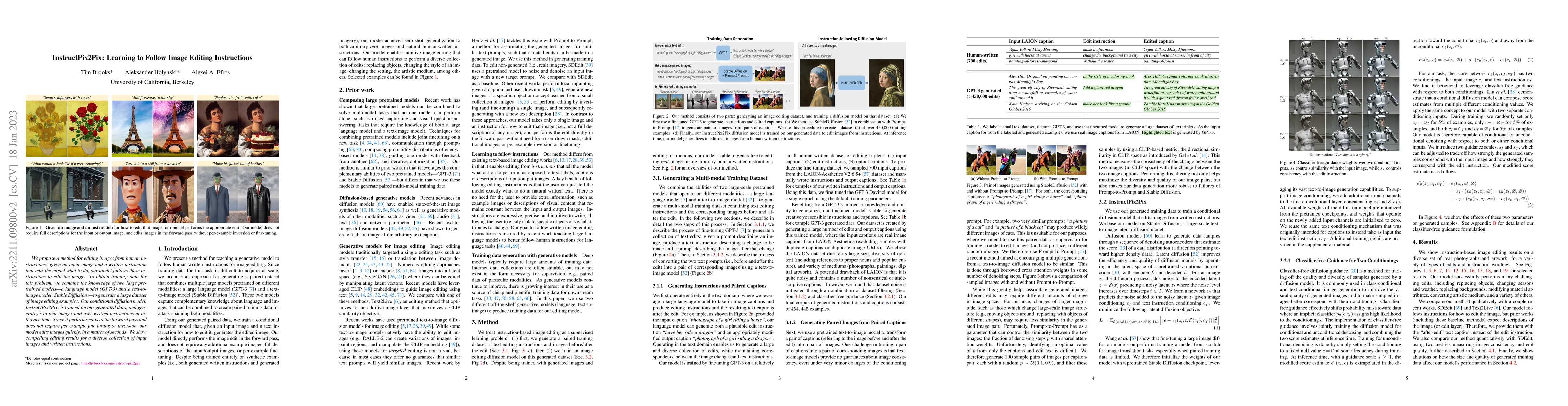 Thumbnail for InstructPix2Pix: Learning to Follow Image Editing Instructions