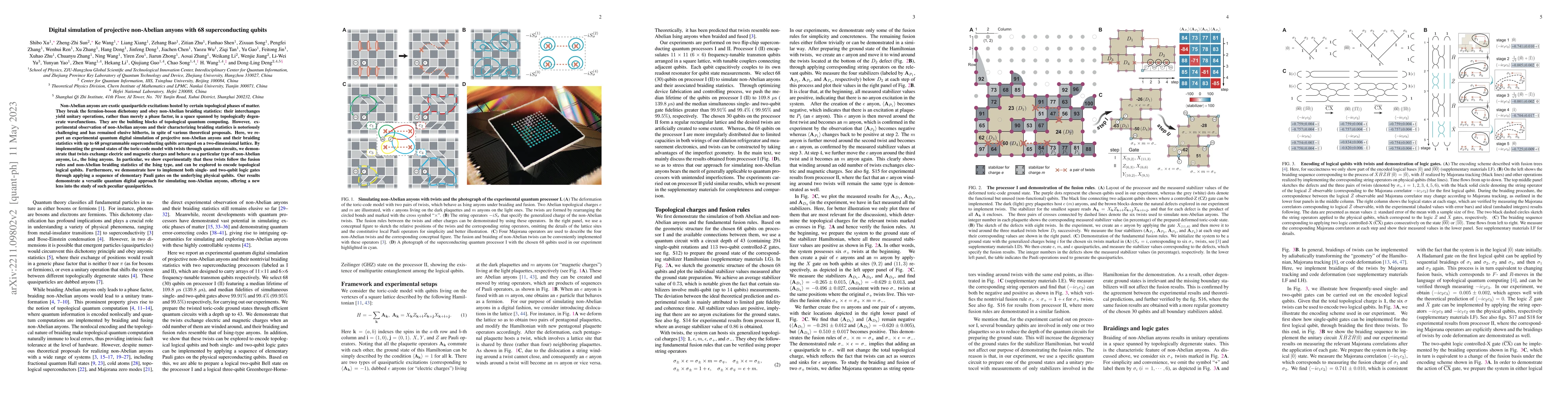 Thumbnail for Digital simulation of non-Abelian anyons with 68 programmable
  superconducting qubits