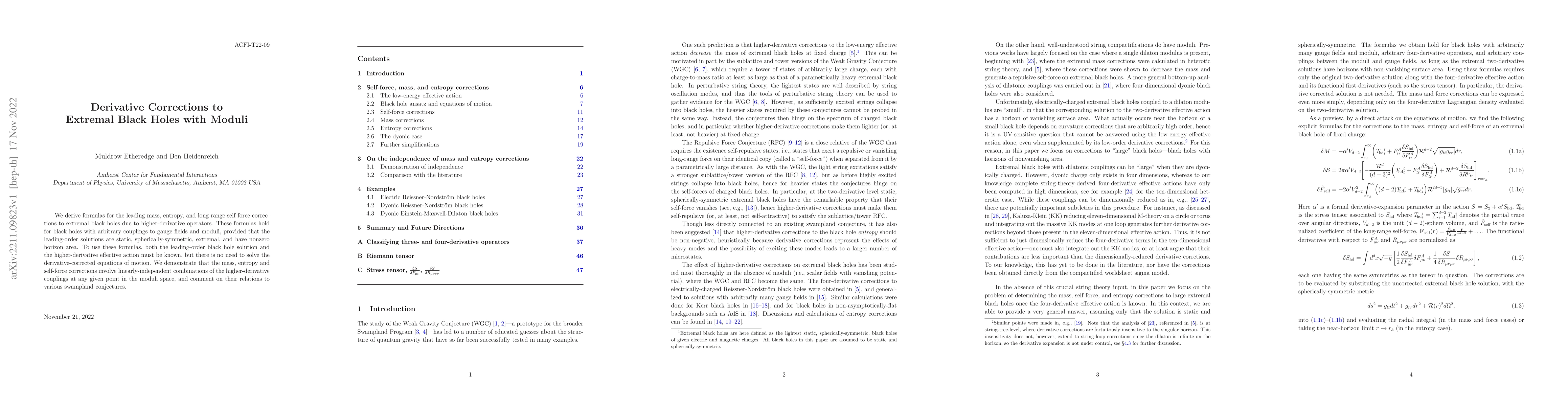 Thumbnail for Derivative Corrections to Extremal Black Holes with Moduli