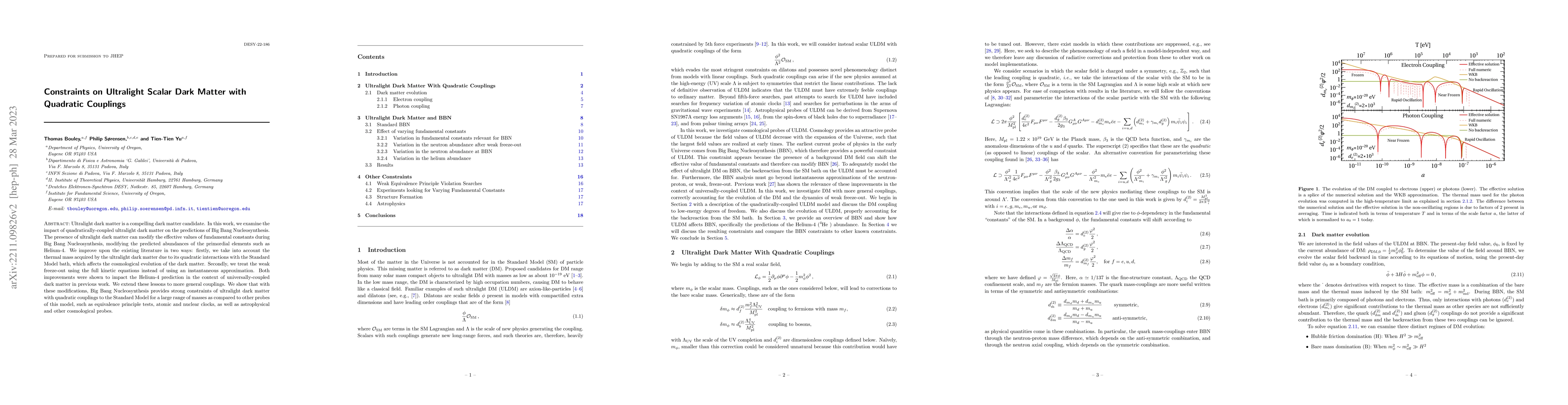 Thumbnail for Constraints on Ultralight Scalar Dark Matter with Quadratic Couplings