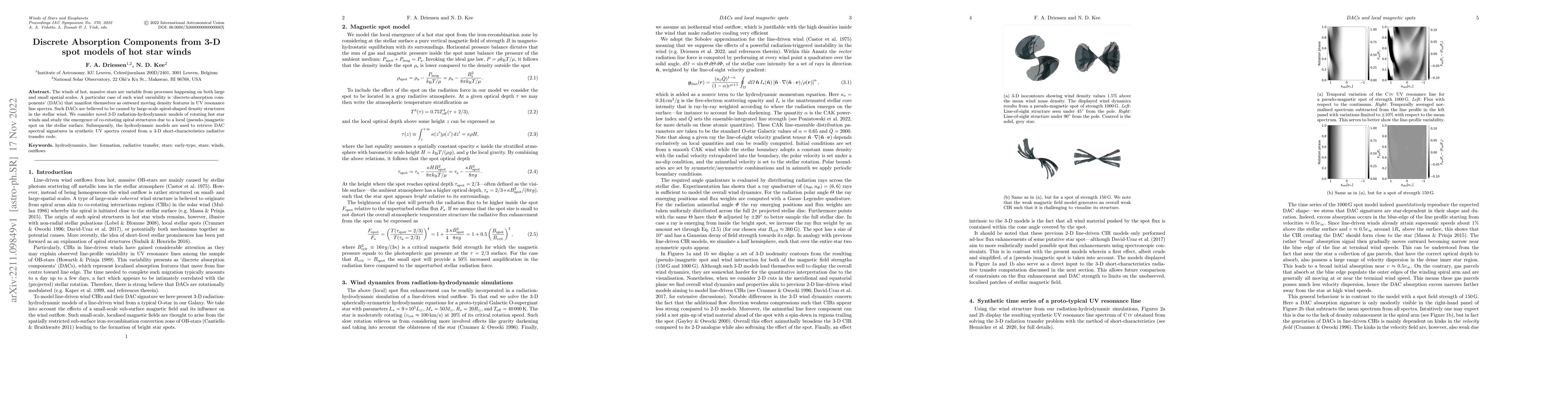 Thumbnail for Discrete Absorption Components from 3-D spot models of hot star winds