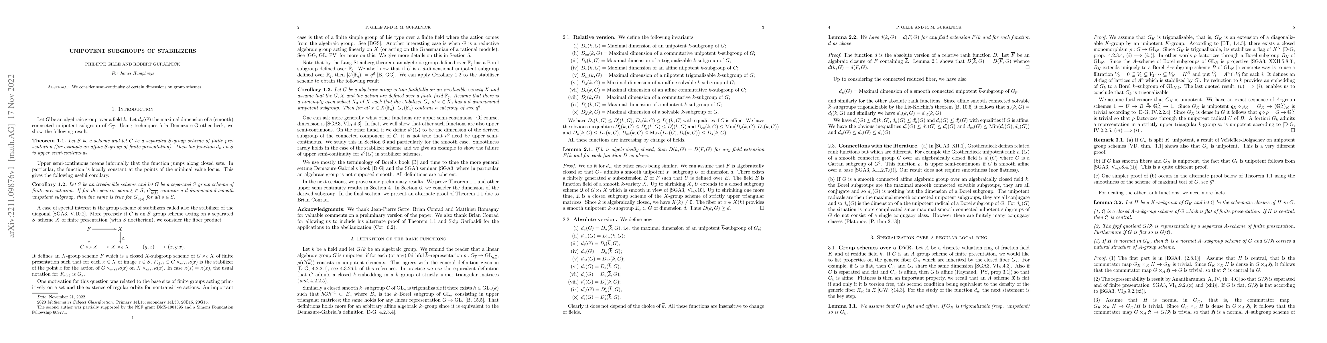 Thumbnail for Unipotent Subgroups of Stabilizers