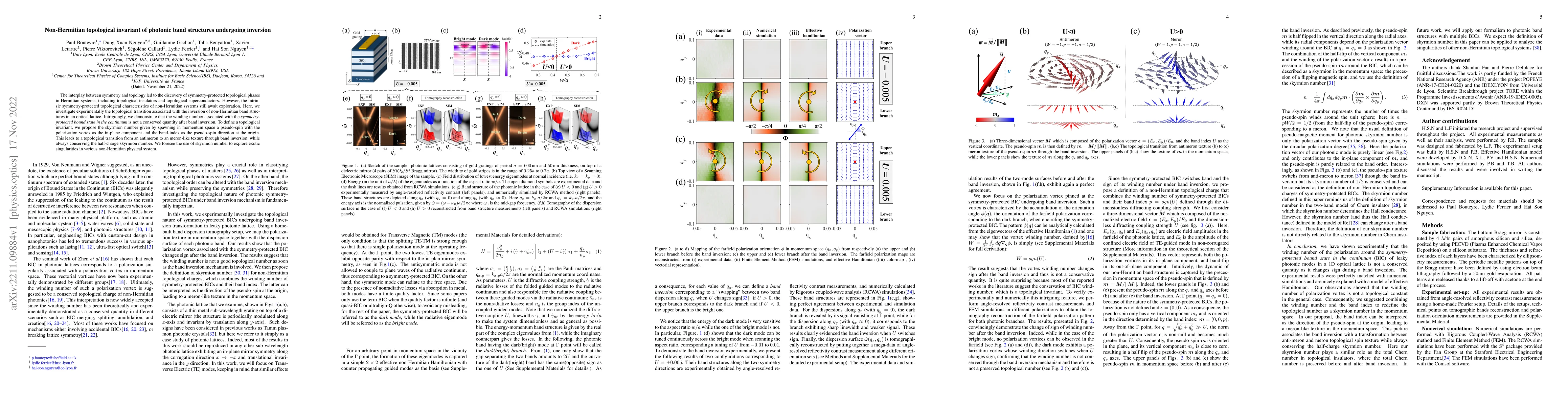 Thumbnail for Non-Hermitian topological invariant of photonic band structures
  undergoing inversion