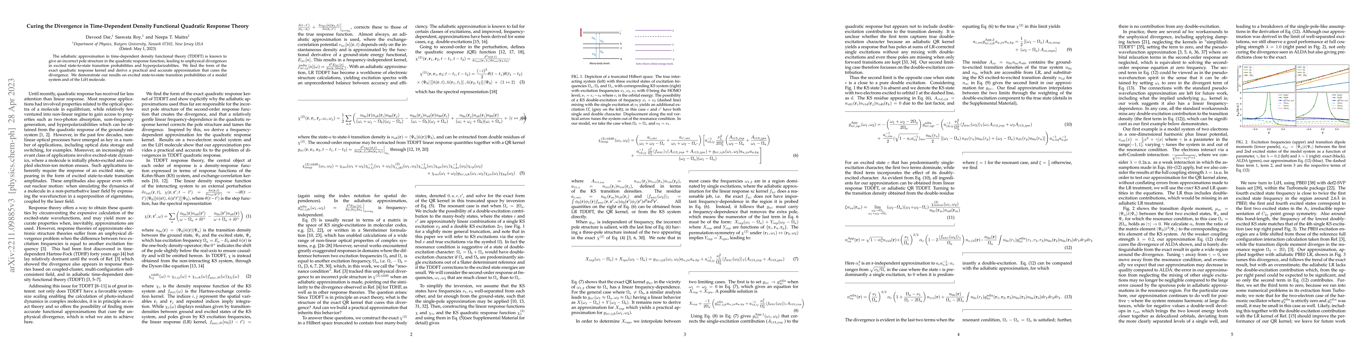 Thumbnail for Curing the Divergence in Time-Dependent Density Functional Quadratic
  Response Theory