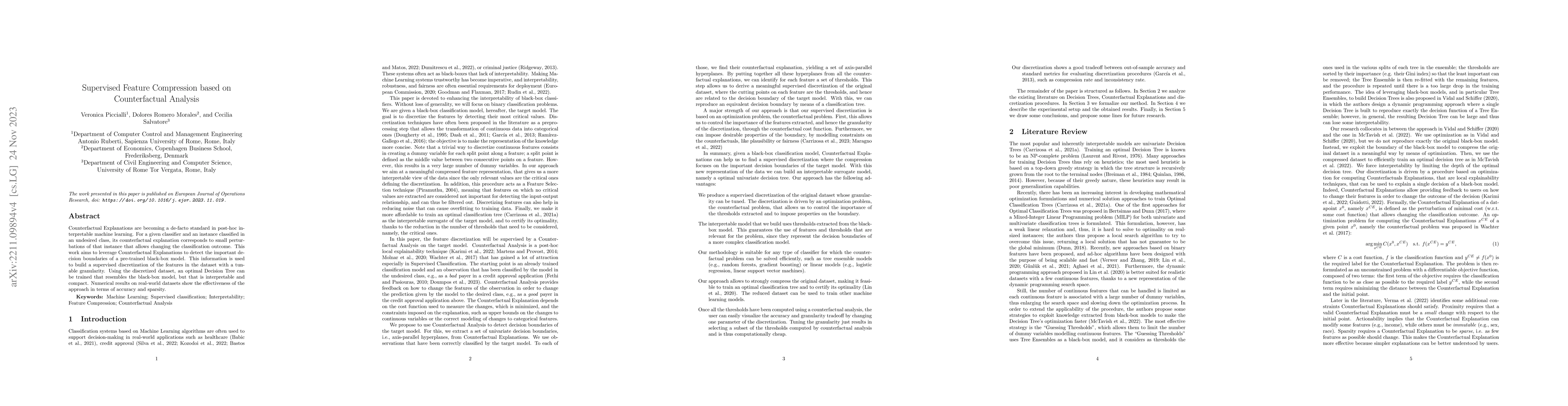 Thumbnail for Supervised Feature Compression based on Counterfactual Analysis