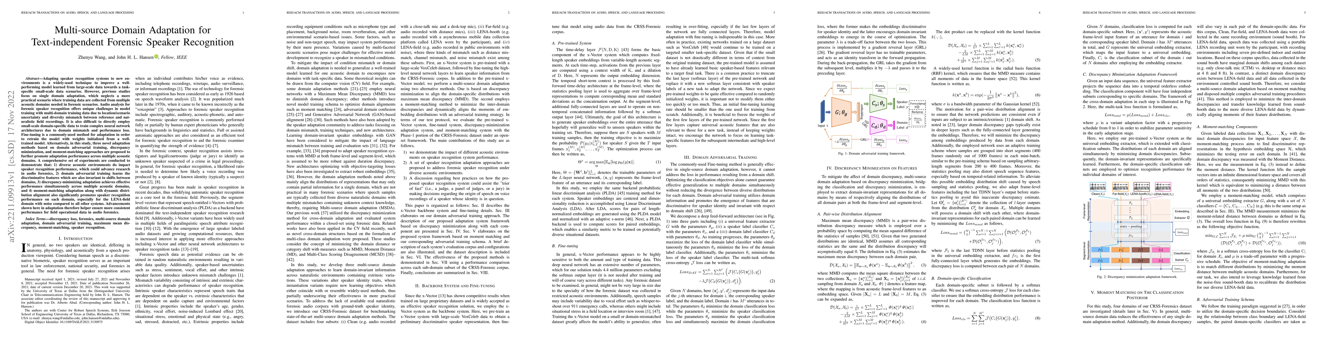 Thumbnail for Multi-source Domain Adaptation for Text-independent Forensic Speaker
  Recognition