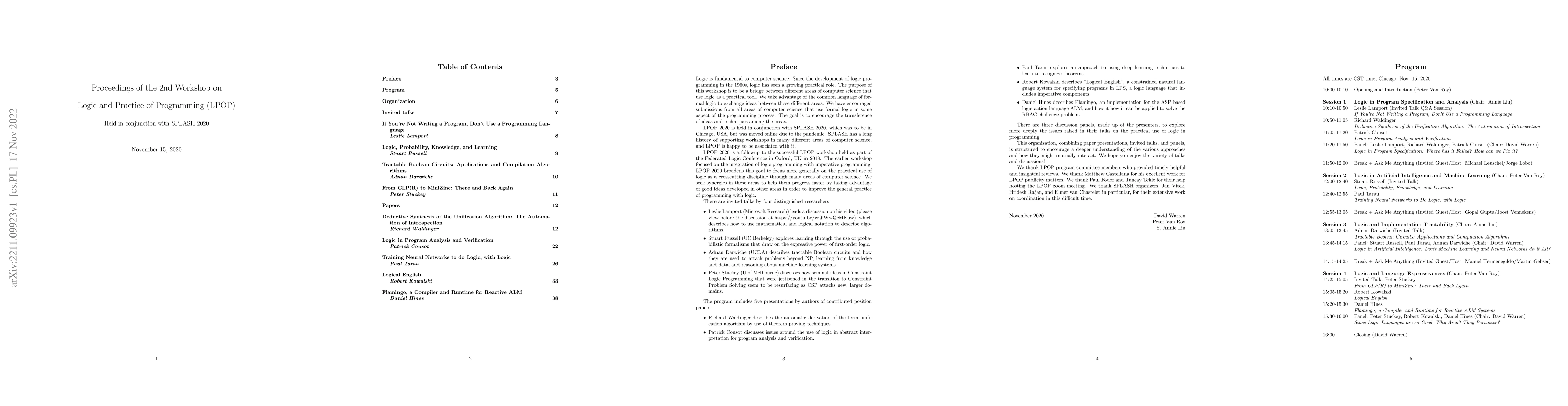 Thumbnail for Proceedings of the 2nd Workshop on Logic and Practice of Programming
  (LPOP)
