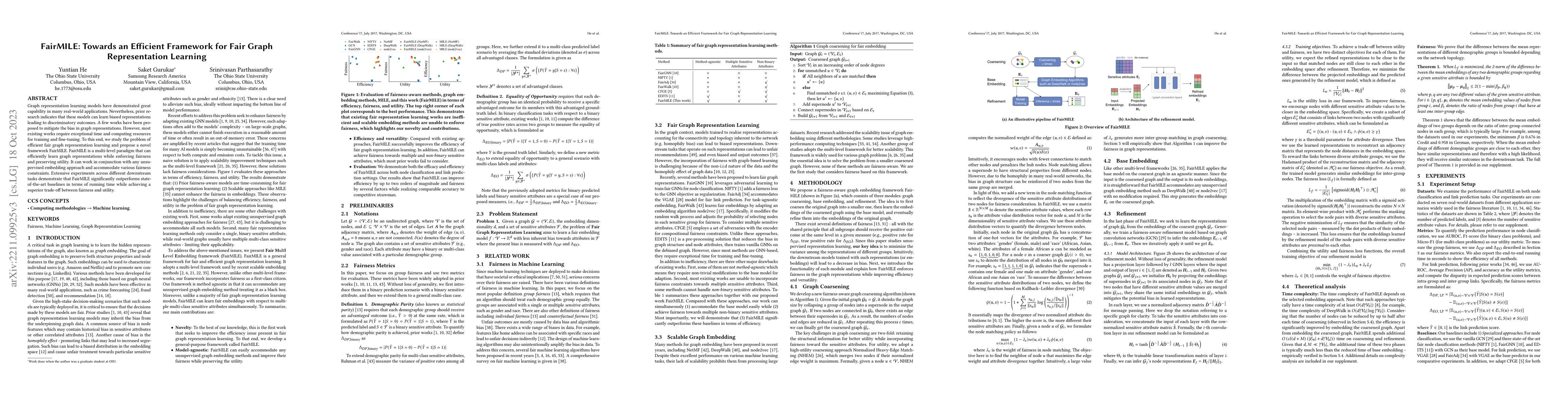 Thumbnail for FairMILE: Towards an Efficient Framework for Fair Graph Representation
  Learning