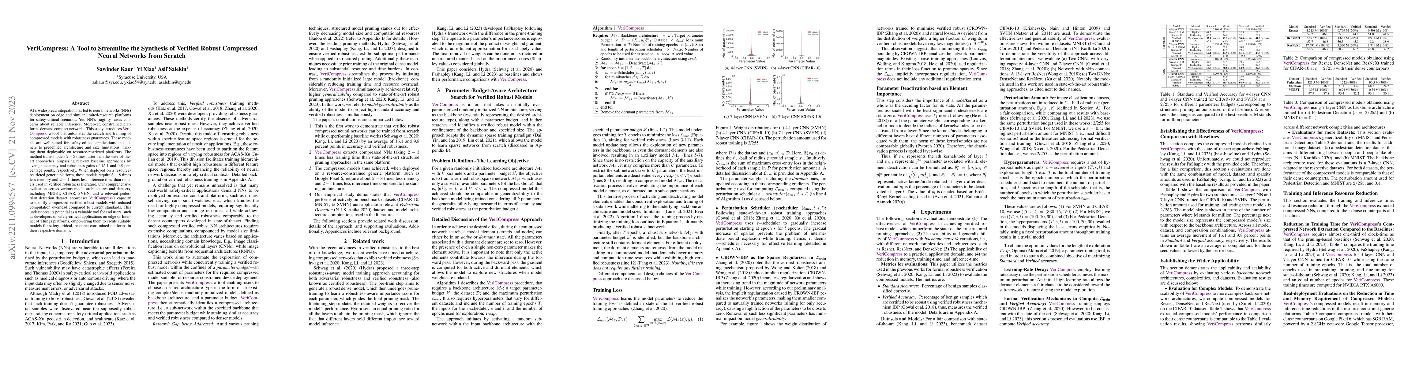 Thumbnail for VeriCompress: A Tool to Streamline the Synthesis of Verified Robust
  Compressed Neural Networks from Scratch