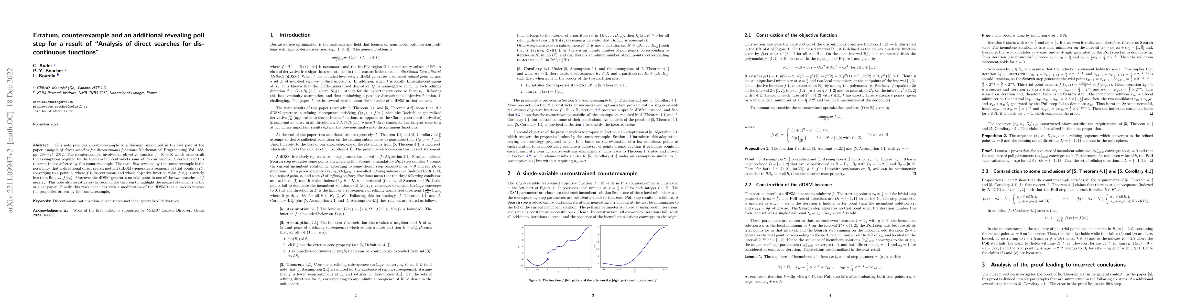 Thumbnail for Erratum, counterexample and an additional revealing poll step for a
  result of "Analysis of direct searches for discontinuous functions''