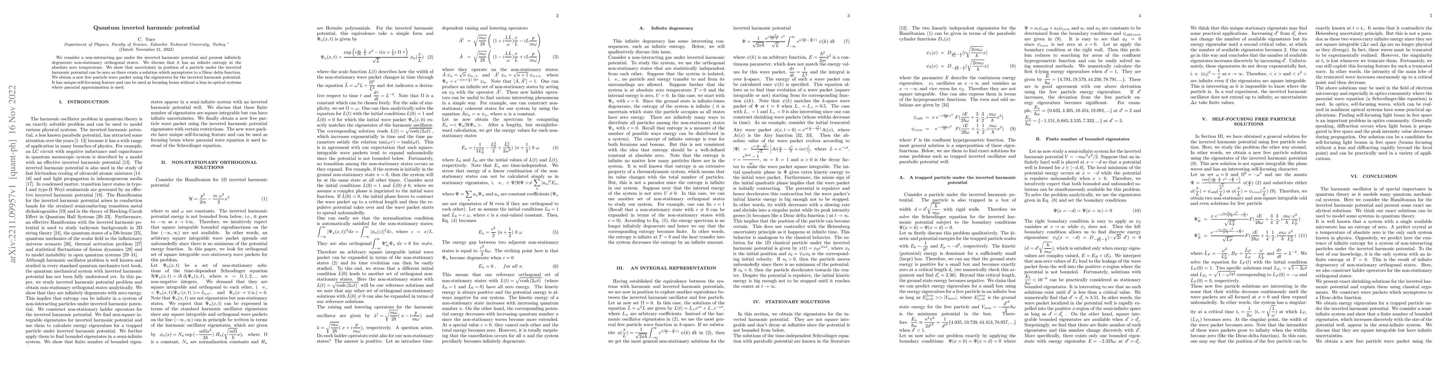 Thumbnail for Quantum inverted harmonic potential