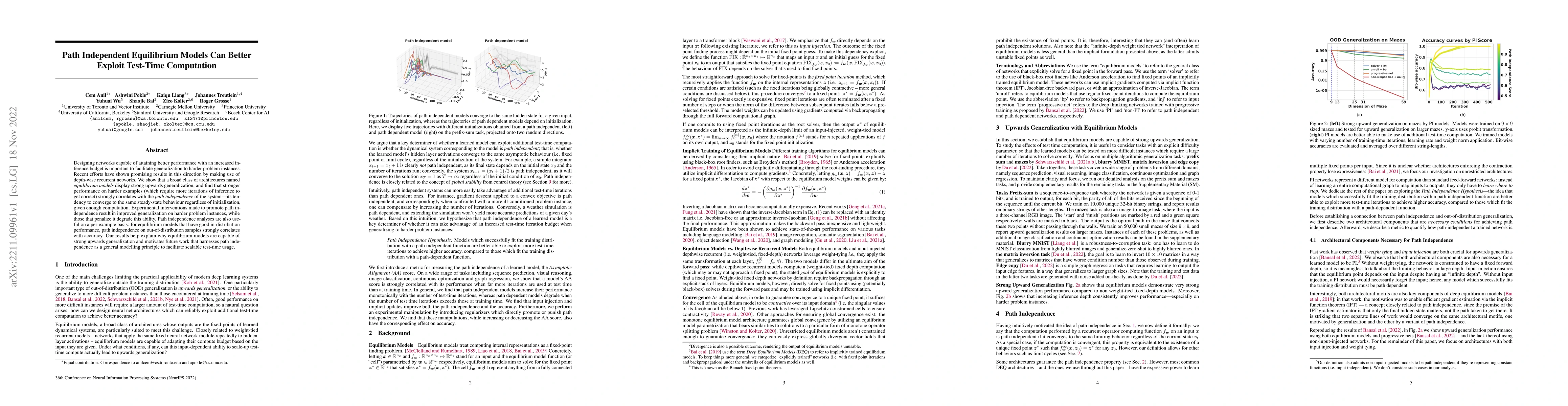 Thumbnail for Path Independent Equilibrium Models Can Better Exploit Test-Time
  Computation
