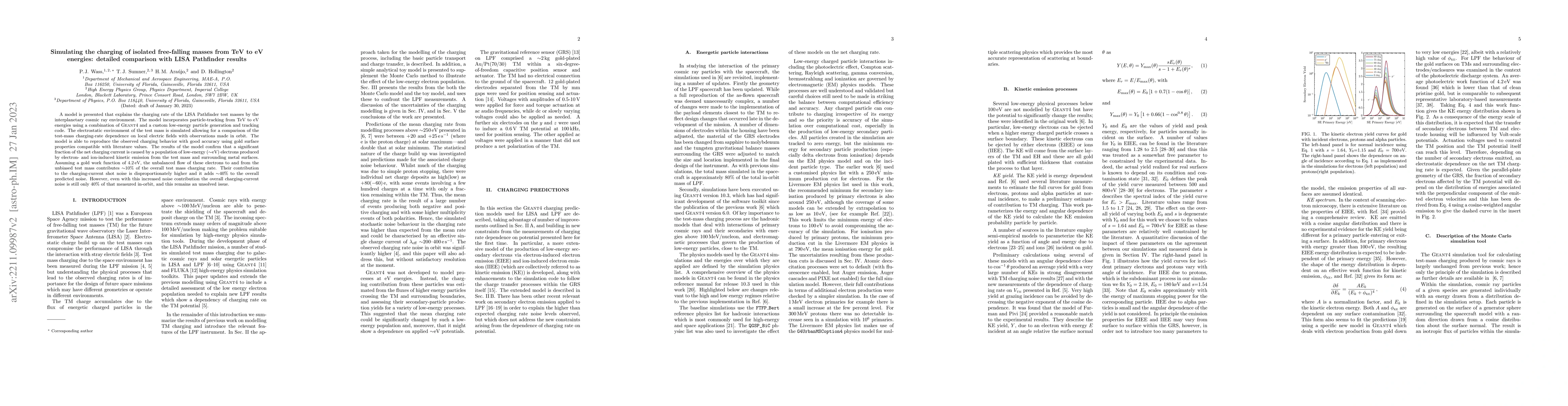 Thumbnail for Simulating the charging of isolated free-falling masses from TeV to eV
  energies: detailed comparison with LISA Pathfinder results