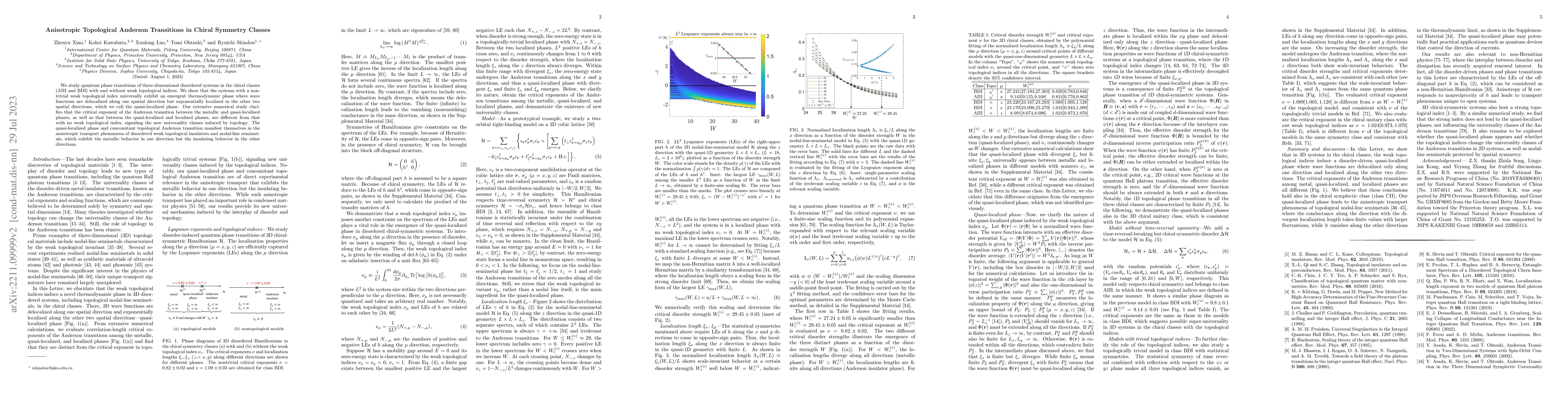 Thumbnail for Anisotropic Topological Anderson Transitions in Chiral Symmetry Classes
