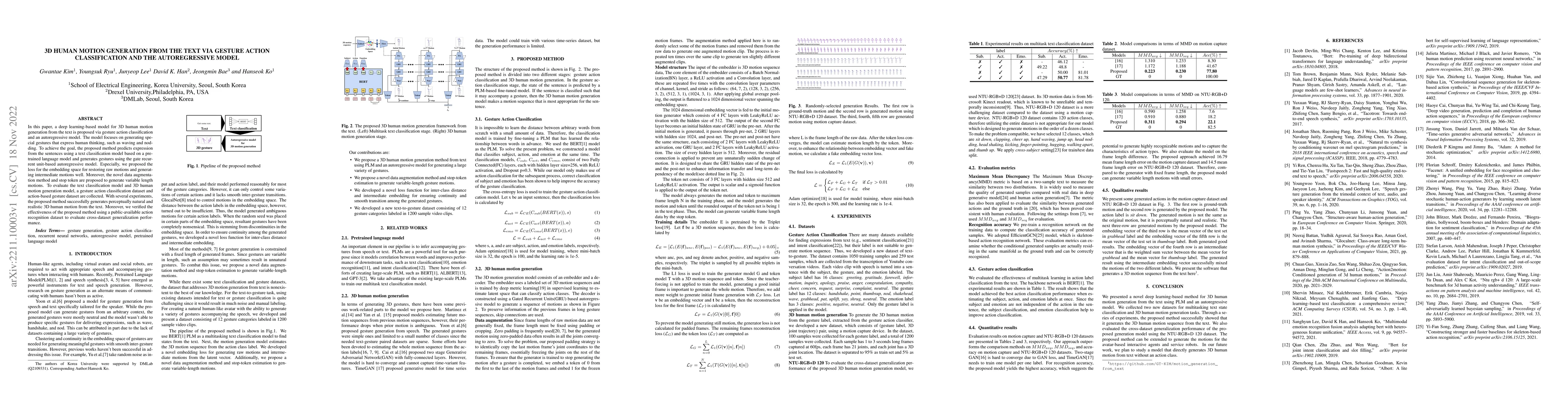 Thumbnail for 3d human motion generation from the text via gesture action
  classification and the autoregressive model