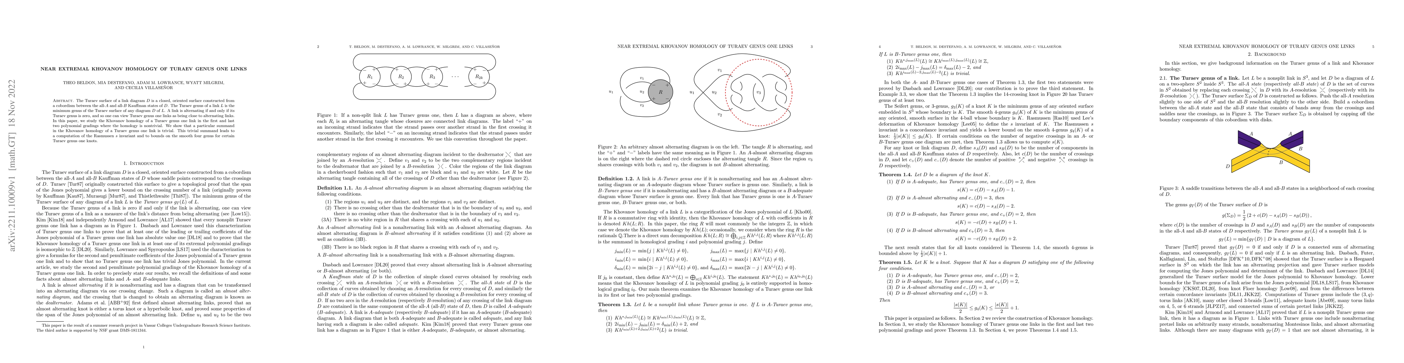 Thumbnail for Near extremal Khovanov homology of Turaev genus one links