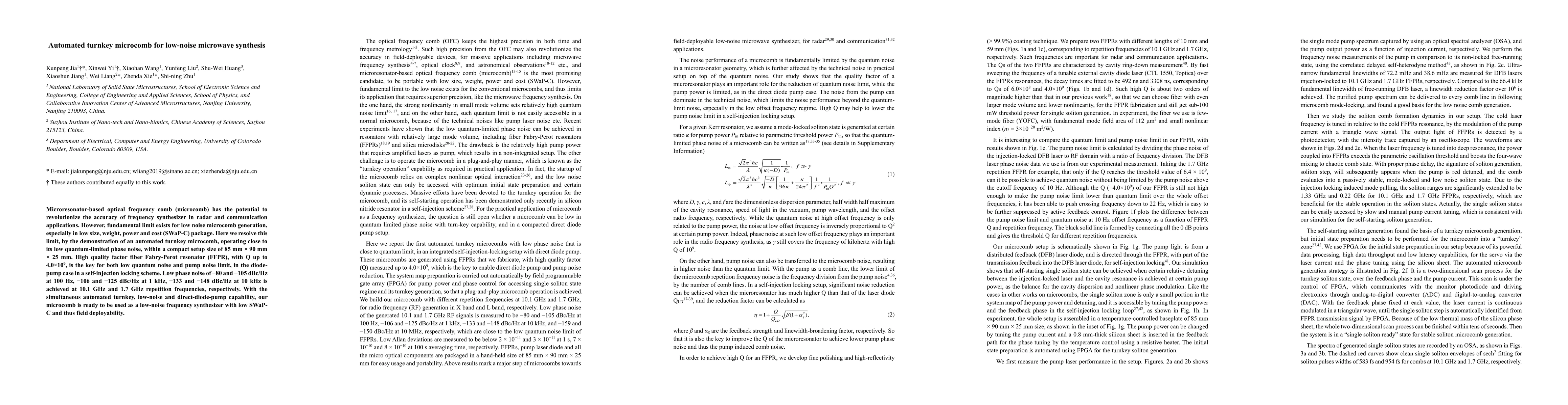 Thumbnail for Automated turnkey microcomb for low-noise microwave synthesis