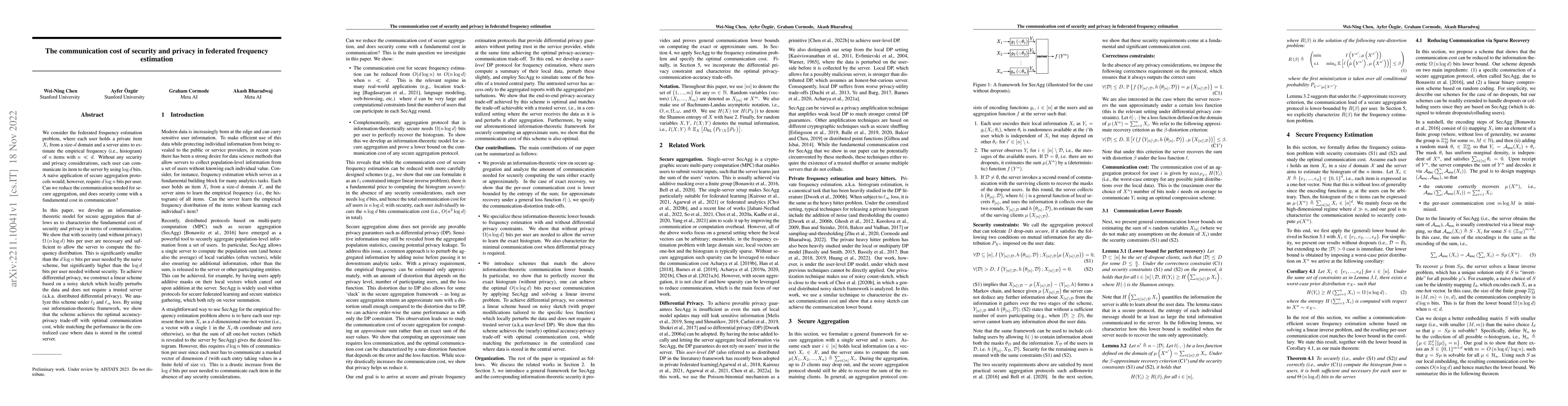 Thumbnail for The communication cost of security and privacy in federated frequency
  estimation