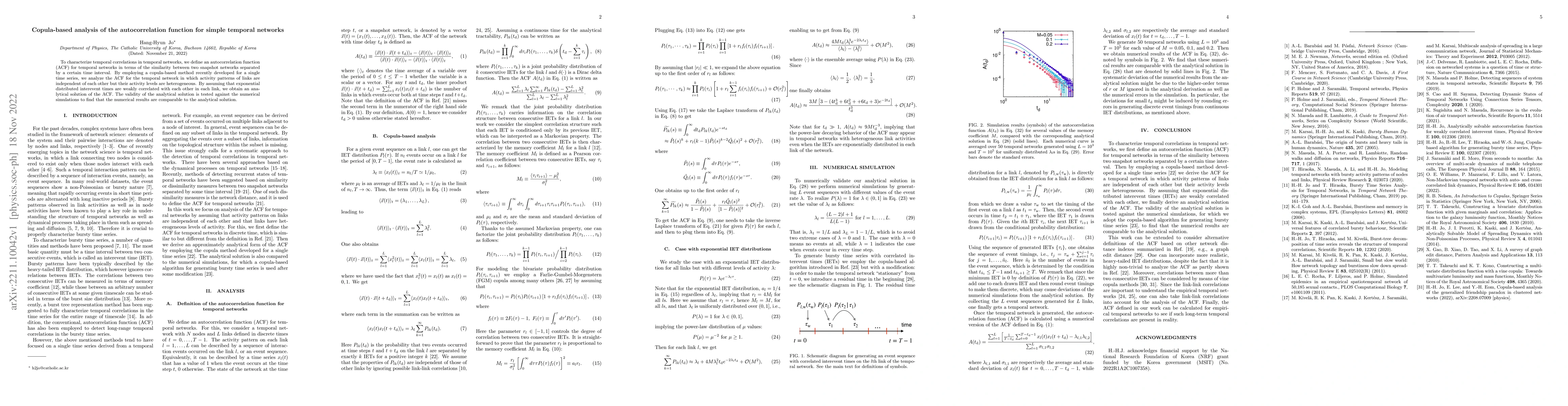 Thumbnail for Copula-based analysis of the autocorrelation function for simple
  temporal networks