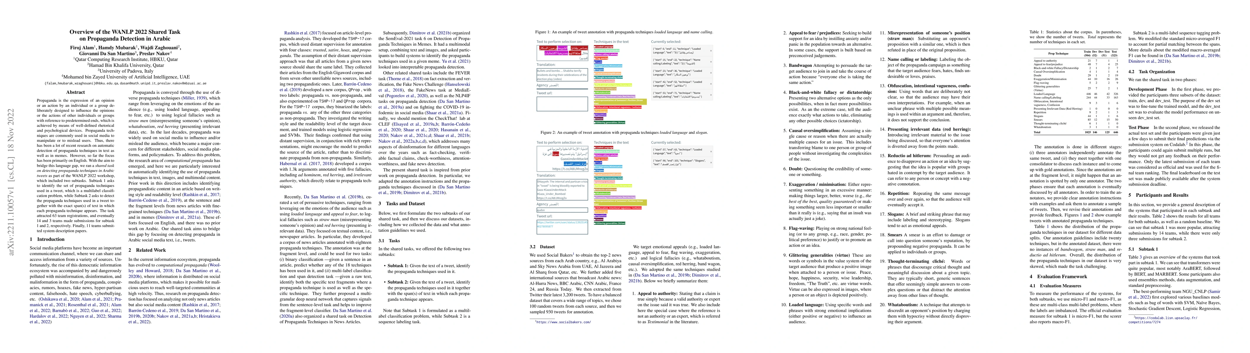 Thumbnail for Overview of the WANLP 2022 Shared Task on Propaganda Detection in Arabic