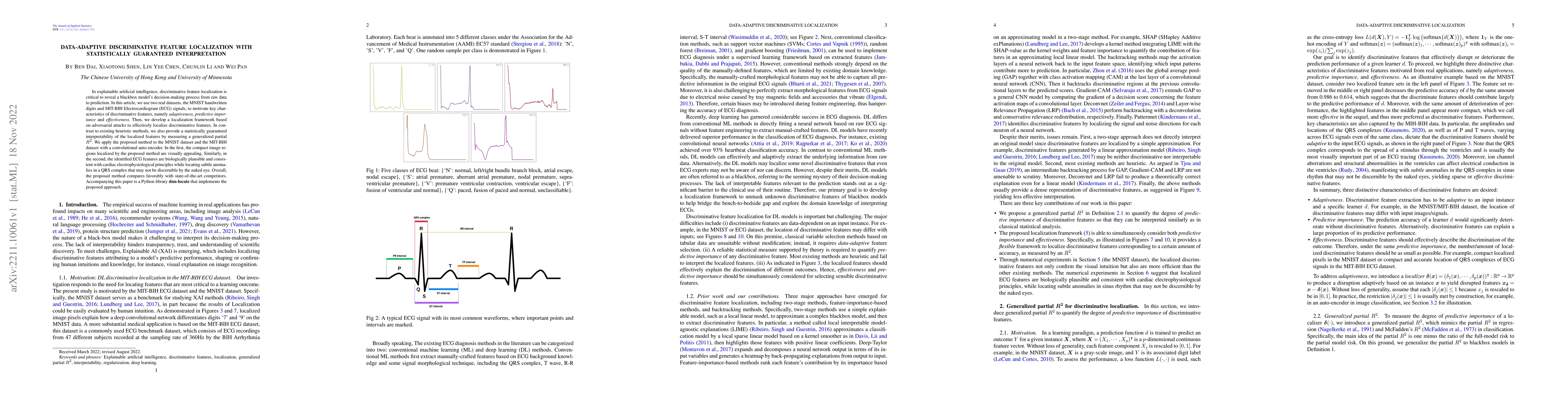 Thumbnail for Data-Adaptive Discriminative Feature Localization with Statistically
  Guaranteed Interpretation