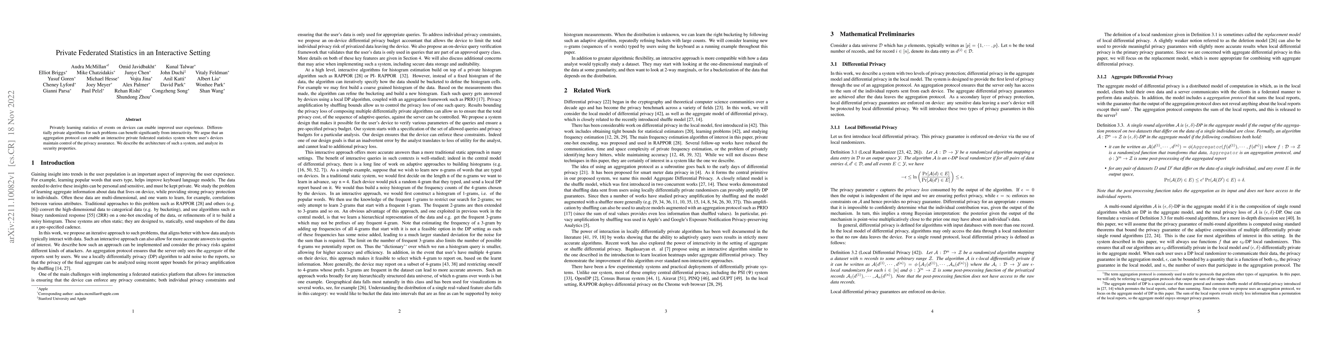 Thumbnail for Private Federated Statistics in an Interactive Setting