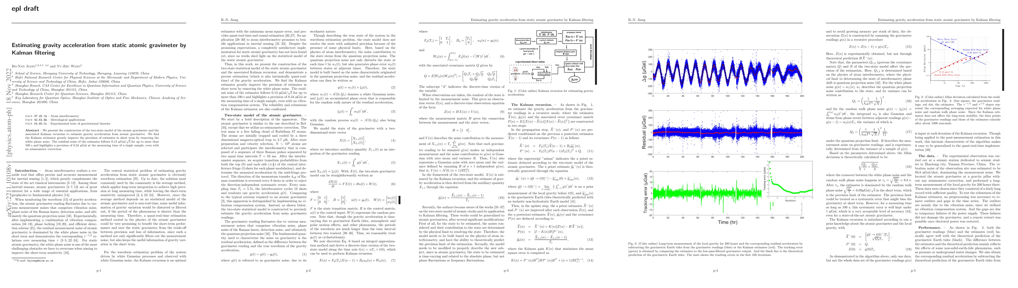 Thumbnail for Estimating gravity acceleration from static atomic gravimeter by Kalman
  filtering