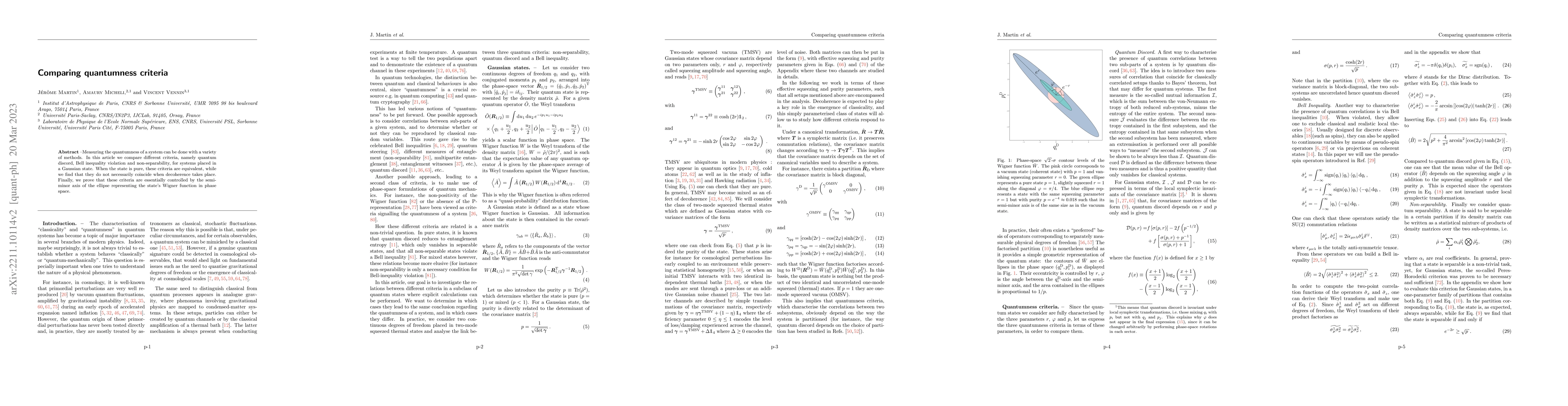 Thumbnail for Comparing quantumness criteria