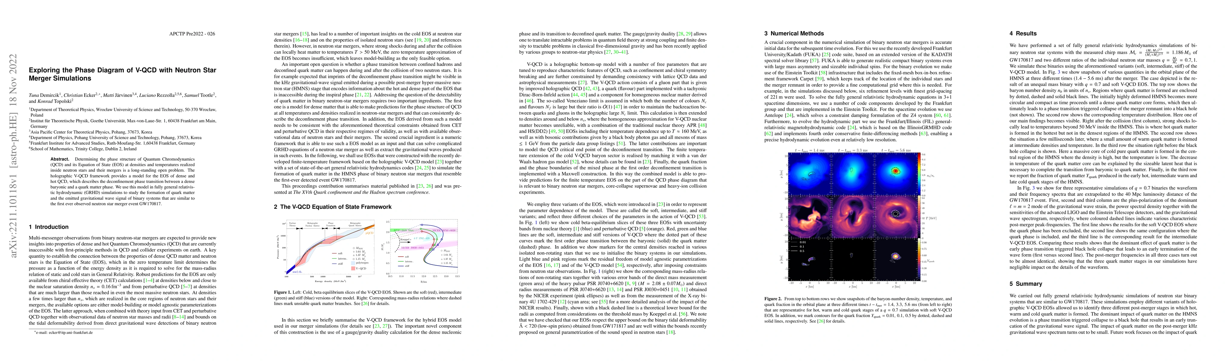 Thumbnail for Exploring the Phase Diagram of V-QCD with Neutron Star Merger
  Simulations