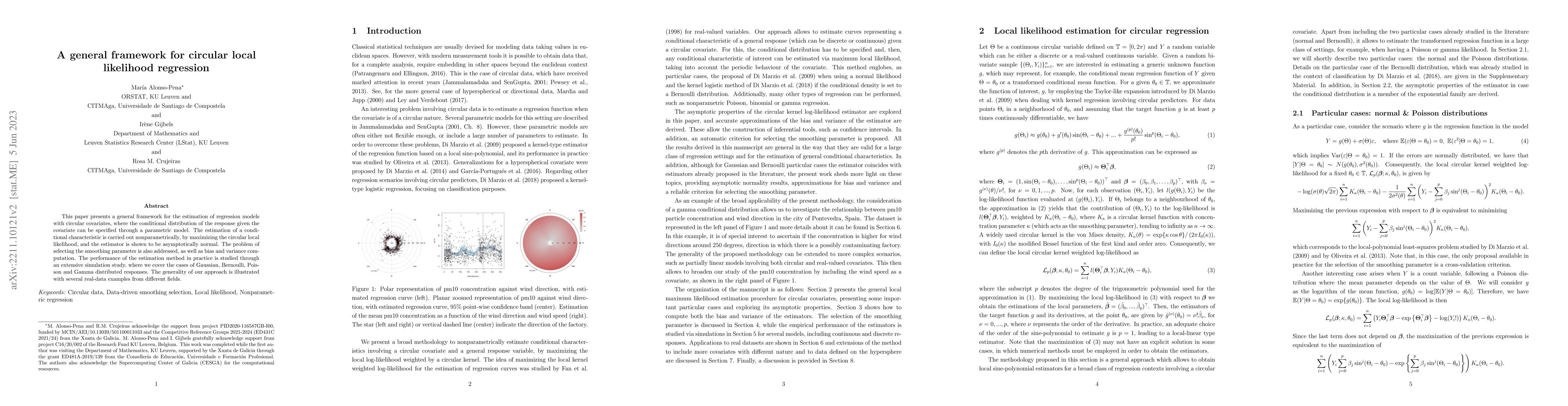 Thumbnail for A general framework for circular local likelihood regression