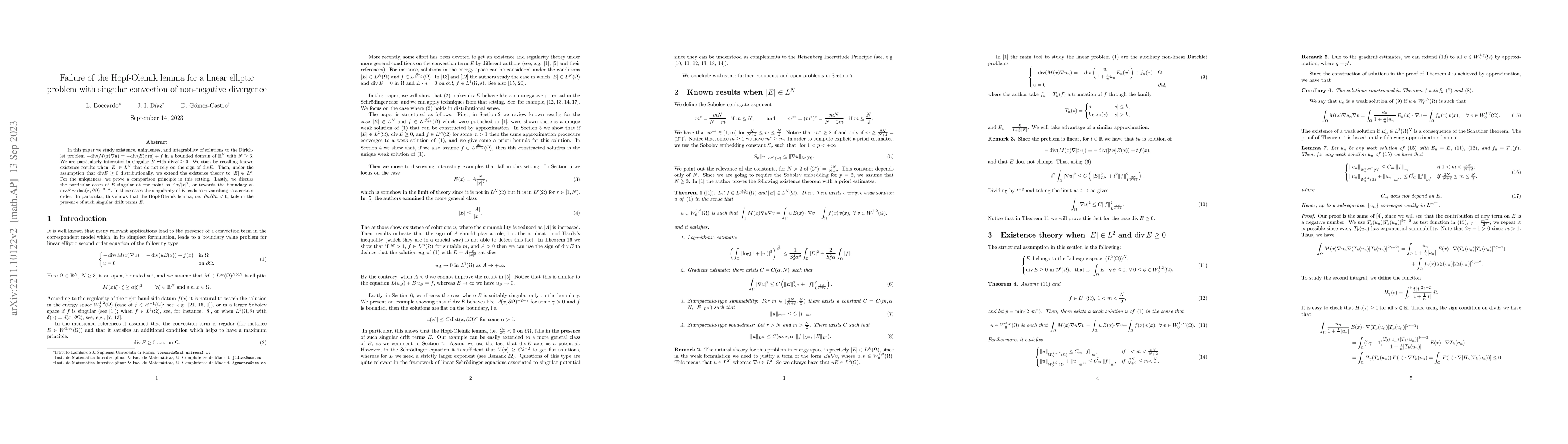 Thumbnail for Failure of the Hopf-Oleinik lemma for a linear elliptic problem with
  singular convection of non-negative divergence