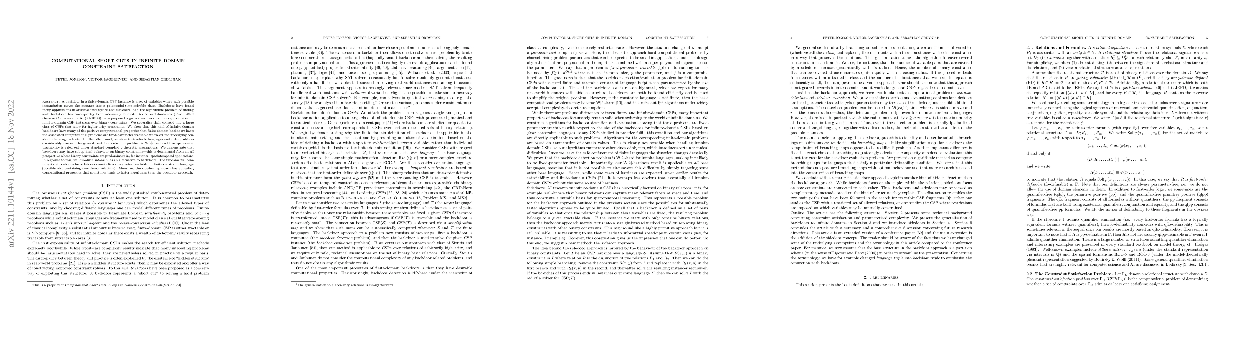 Thumbnail for Computational Short Cuts in Infinite Domain Constraint Satisfaction