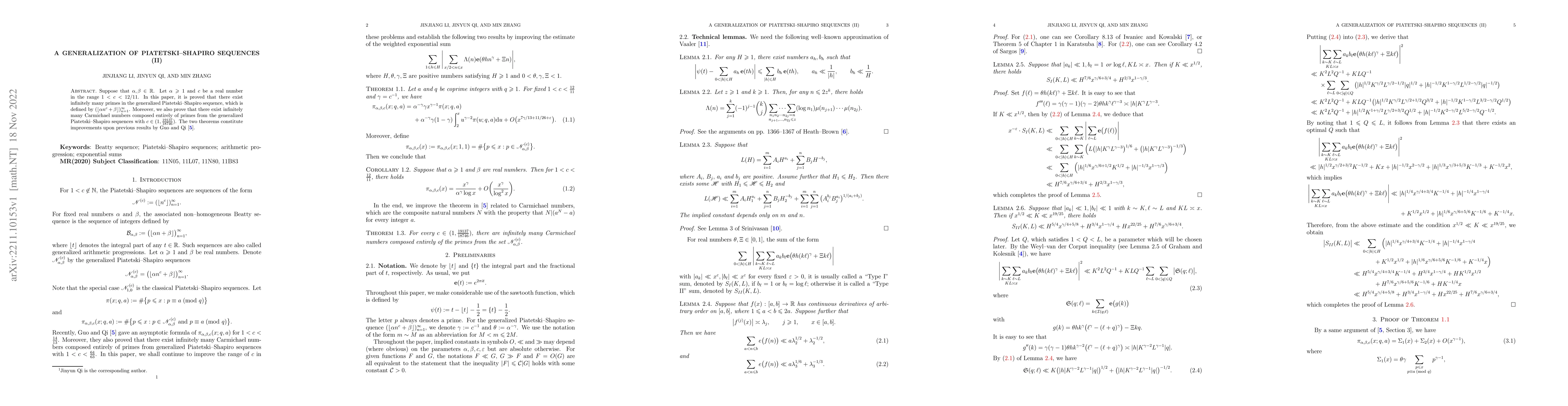 Thumbnail for A generalization of Piatetski-Shapiro sequences (II)